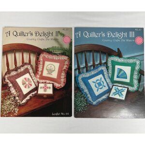 Pat Waters Cross Stitch Leaflets Quilters Delight II and III Quilt Designs 80's